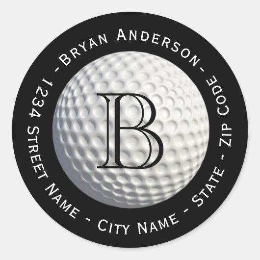 Circulair Monogram Golfbal Retouradres Label (Voorkant)