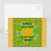 Circulair ontwerp "Fijne dag en betere nacht" Briefkaart (Voorkant / Achterkant)