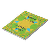 Circulair ontwerp "Fijne dag en betere nacht" Notitieblok (Gedraaid)