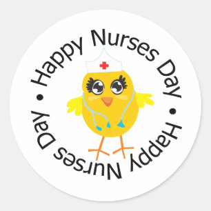 Circulair ontwerp Happy Neurses Day Ronde Sticker