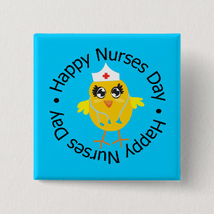 Circulair ontwerp Happy Neurses Day Vierkante Button 5,1 Cm