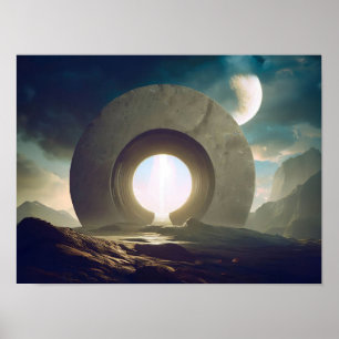 Circulair portaal in de ruimte poster