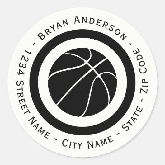 Circulaire Basketball Return Address Label (Voorkant)