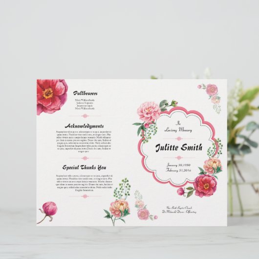 Circulaire du programme funéraire floral (Debout devant)