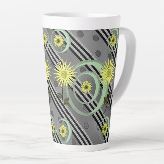 Circulaire Floral Stripe Latte Mok (Rechterhoek)