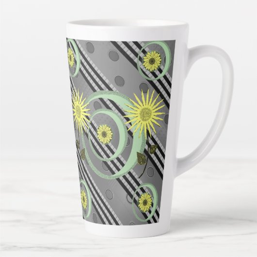 Circulaire Floral Stripe Latte Mok (Rechts)