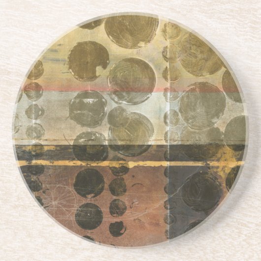 Circulaire groene druppeltjes zandsteen onderzetter (Voorkant)