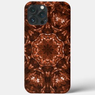 Circulaire kaleidoscoop van roodbruine aarde iPhone 13 pro max hoesje