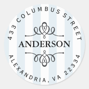 Circulaire lichtblauwe snijstrepen ronde sticker