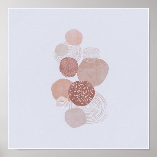 Circulaire Organische Eenvoudige Boho Tekeningen B Poster (Voorkant)