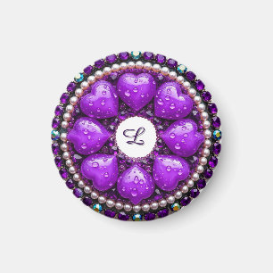 Circulaire paarse sieraden broche met hart magneet
