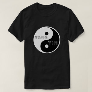 Circulaire Taijitu Yin en Yang-symbool op zwart T-shirt