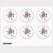 Circulaire tekst en stripe Floral bruiloft Harteli Ronde Sticker (Vel)