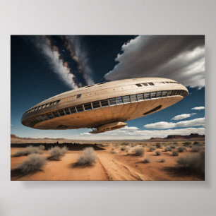 Circulaire UFO over de woestijn Poster