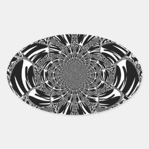 Circulaire Zebra Kaleidoscoop Art Print Ovale Sticker