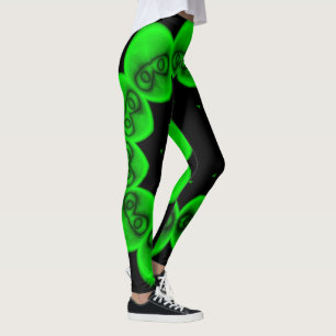 Circular Bright Green Alien Abstracte Leggings