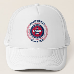 Circular California State Patriotic Trucker Hat Pet
