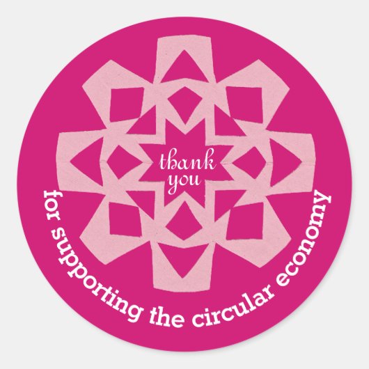 Circular economy thank you sticker pink snowflake (Voorkant)