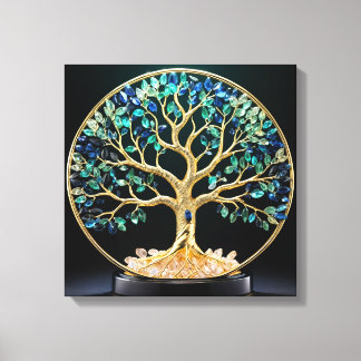 Circular Gemstone Tree of Life Canvas Afdruk