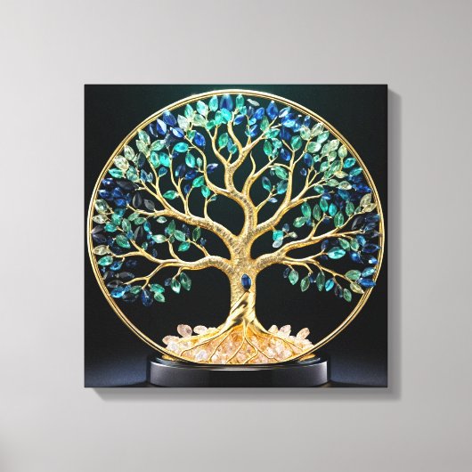 Circular Gemstone Tree of Life Canvas Afdruk (Voorkant)