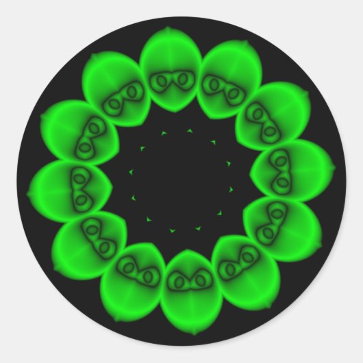 Circular Green Alien Abstract Ronde Sticker (Voorkant)