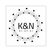 Circular Heart Deco Initiaal Logo Weddenschap Stam Rubberstempel (Afrduk)