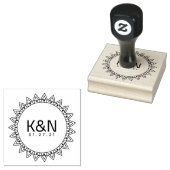 Circular Heart Deco Initiaal Logo Weddenschap Stam Rubberstempel (Gestempeld)