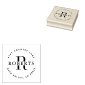 Circular Monogram Familienaam Return AddresS Rubbe Rubberstempel (Gestempeld)
