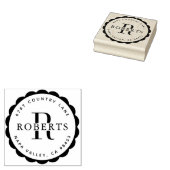 Circular Monogram Familienaam Return AddresS Rubbe Rubberstempel (Gestempeld)