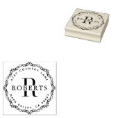 Circular Monogram Familienaam Return AddresS Rubbe Rubberstempel (Gestempeld)