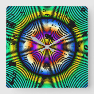 Circular Multicolored Abstract Pattern Vierkante Klok
