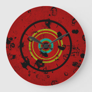Circular Red Abstract Patroon Grote Klok