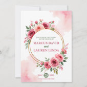 Circular Rose Frame Watercolor Wedding Invitation Kaart (Achterkant)