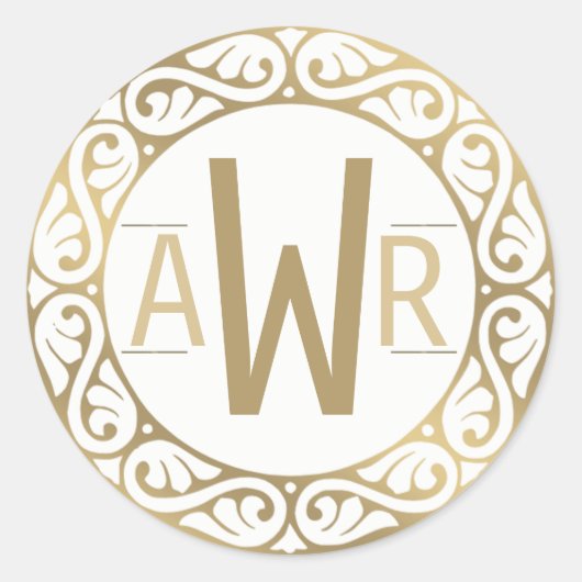 Circular Scrollwork Lijst Initiaal Gold Ronde Sticker (Voorkant)