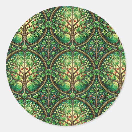 Circular sticker design featuring a repeating  (Voorkant)