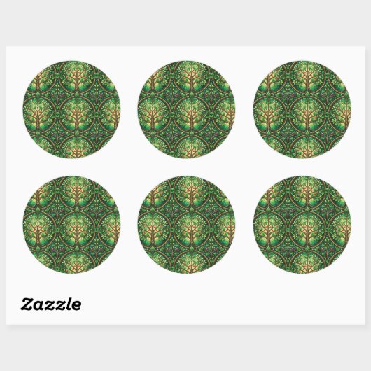 Circular sticker design featuring a repeating  (Feuille)