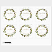 Circular Winter Berries Green Foliage Kerstmis Vierkante Sticker (Vel)