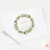 Circular Winter Berries Green Foliage Kerstmis Vierkante Sticker (Envelop)