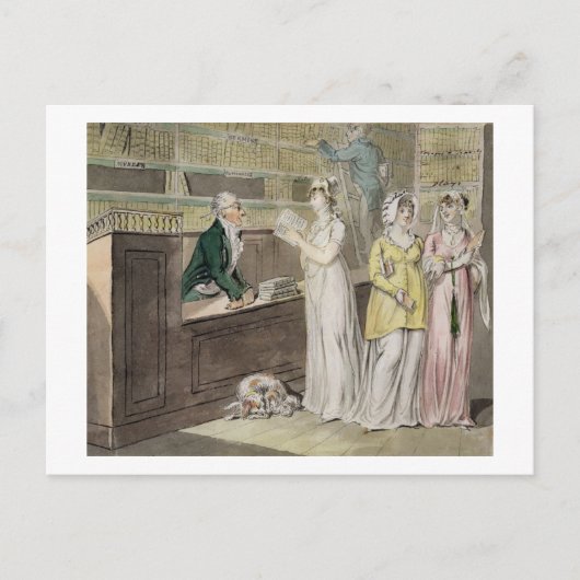 Circulerende bibliotheek (pen en inkt en w/c en w) briefkaart (Voorkant)