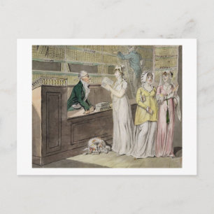 Circulerende bibliotheek (pen en inkt en w/c en w) briefkaart