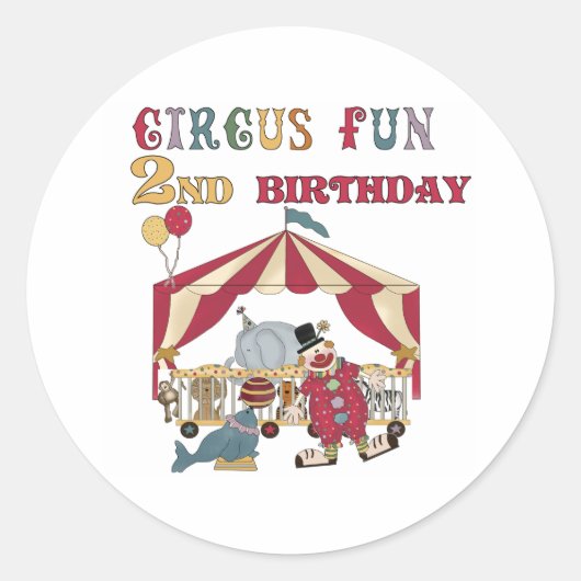 Circus 2e verjaardag ronde sticker (Voorkant)