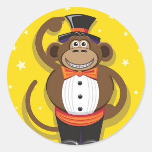 Circus-aap Ronde Sticker