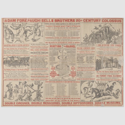 Circus Acrobat  krant Typografie Tissuepapier (Voorkant)