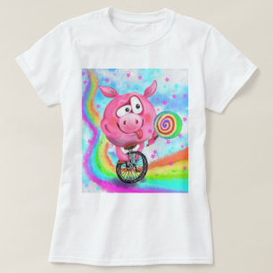 Circus Acrobat Piggy Cyclist avec T-shirt Lollipop