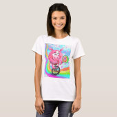 Circus Acrobat Piggy Cyclist avec T-shirt Lollipop (Devant entier)