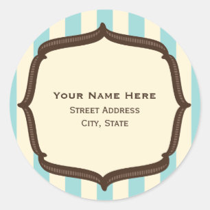  Circus Adres Sticker - Blauwe Strepen