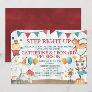 Circus Animal Baby shower Uitnodiging