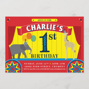 Circus Animal Birthday Uitnodiging