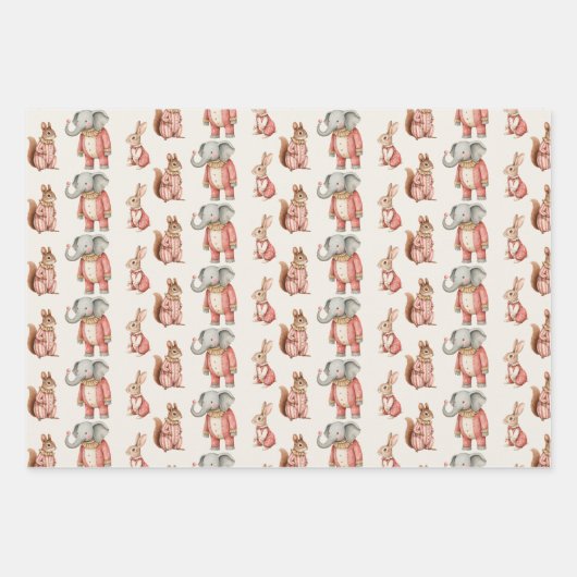 Circus Animal Pattern Verjaardag Inpakpapier Vel (Voorkant 3)