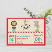 Circus Animals Birthday Kaart (Staand voorkant)